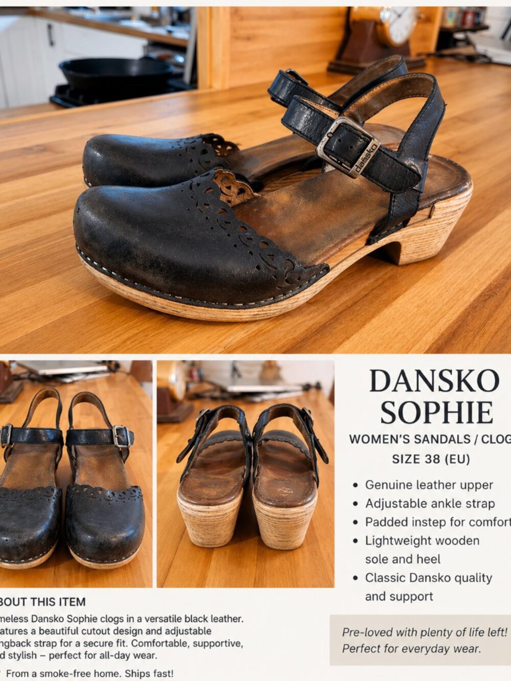 Black Dansko Sophie 38 (7.5-8)